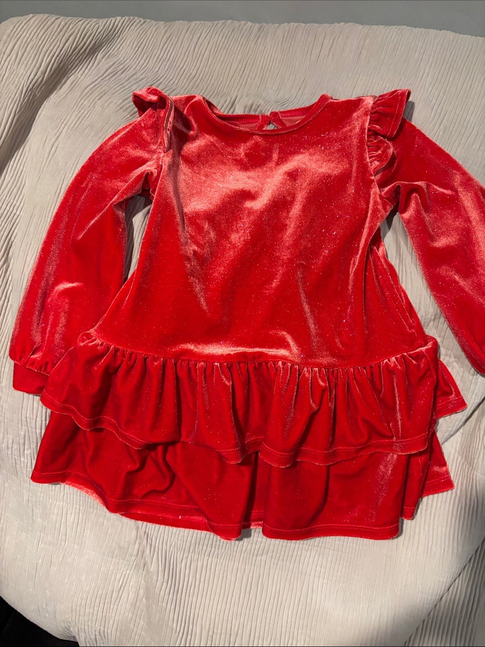 Tucker + Tate Shimmer Red Velvet Ruffle Dress